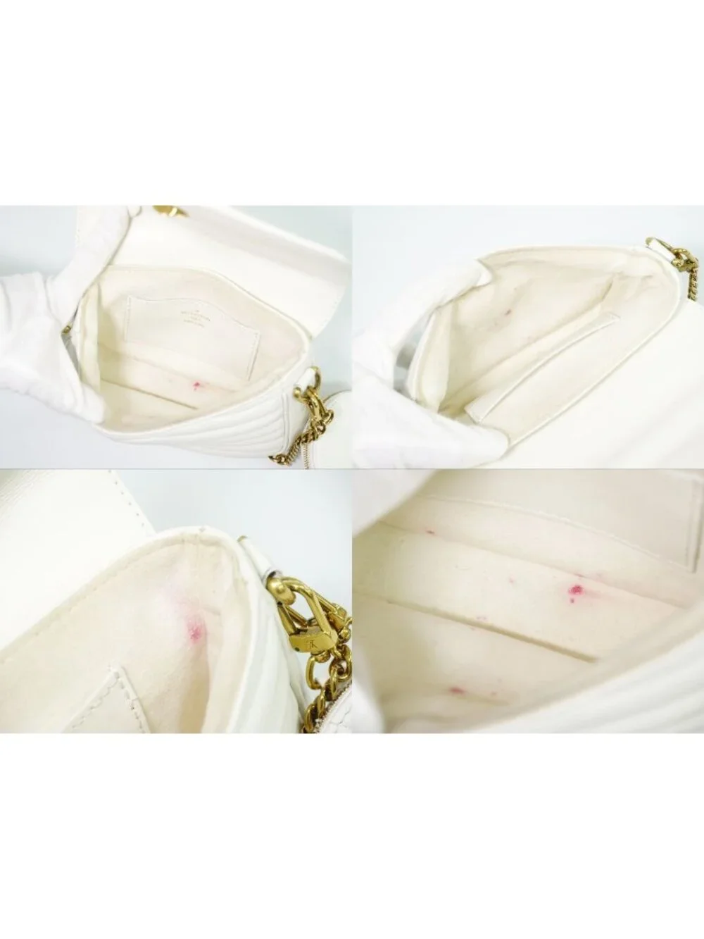 Louis Vuitton LV New Wave Multi Pochette Leather Chain Shoulder Bag White